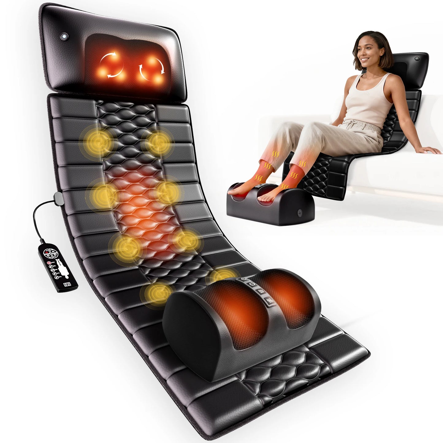 HOMEMASSA Shiatsu Full Body Massage Mat With Heat Therapy