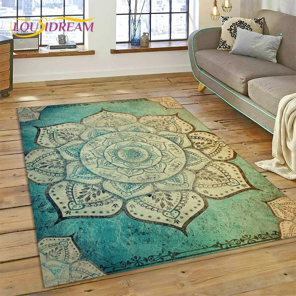 Meditation Mandala Bohemia Nature Spirit Yoga Carpet Rug for Home Living Room Bedroom Sofa Doormat Decor,Area Rug Non-slip Mat