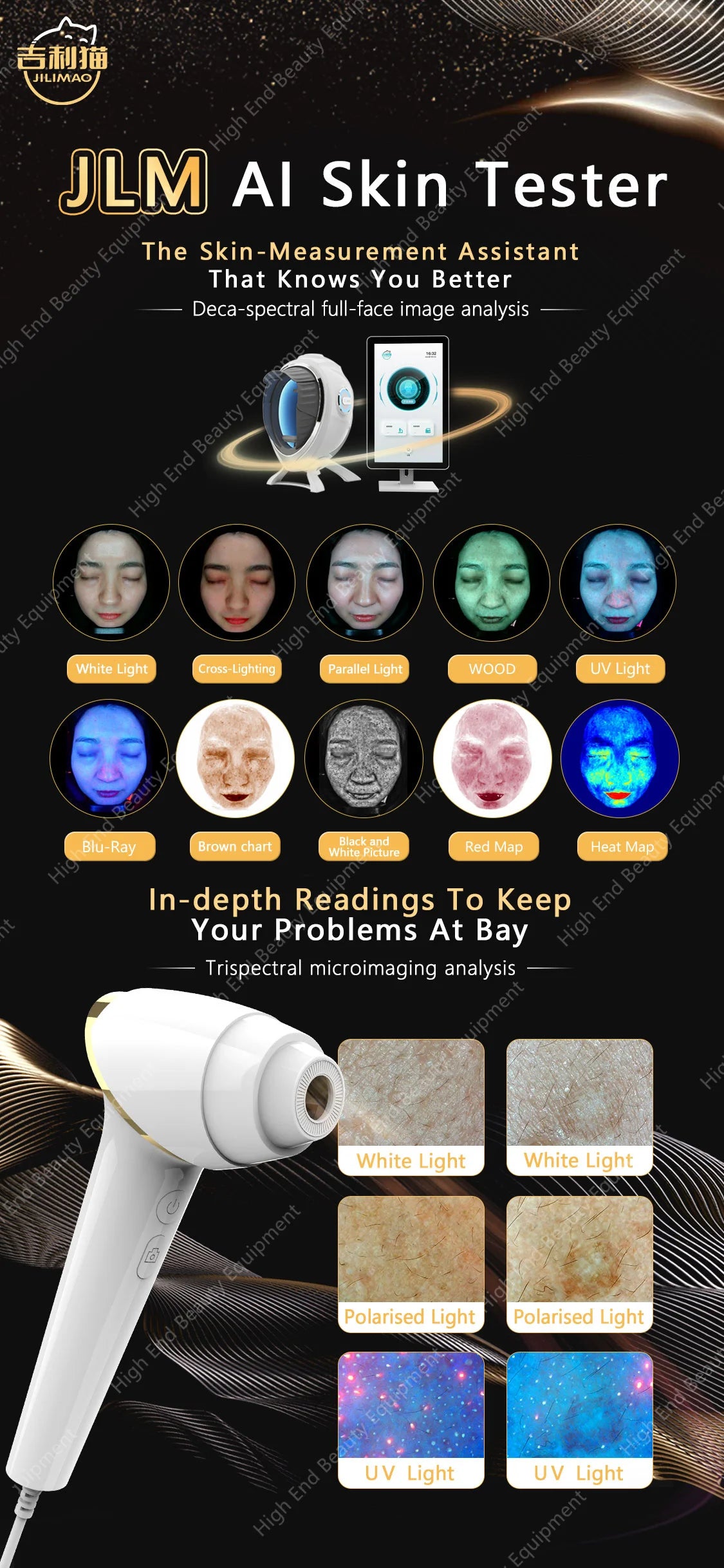 BOMPC Portable 3D AI Skin Analyzer UV RGB Facial Scanner