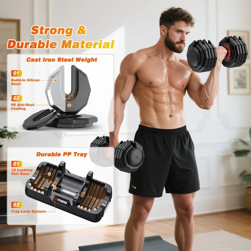 XDDIAS Adjustable Dumbbells Set Of 2 One Hand Quick Adjust