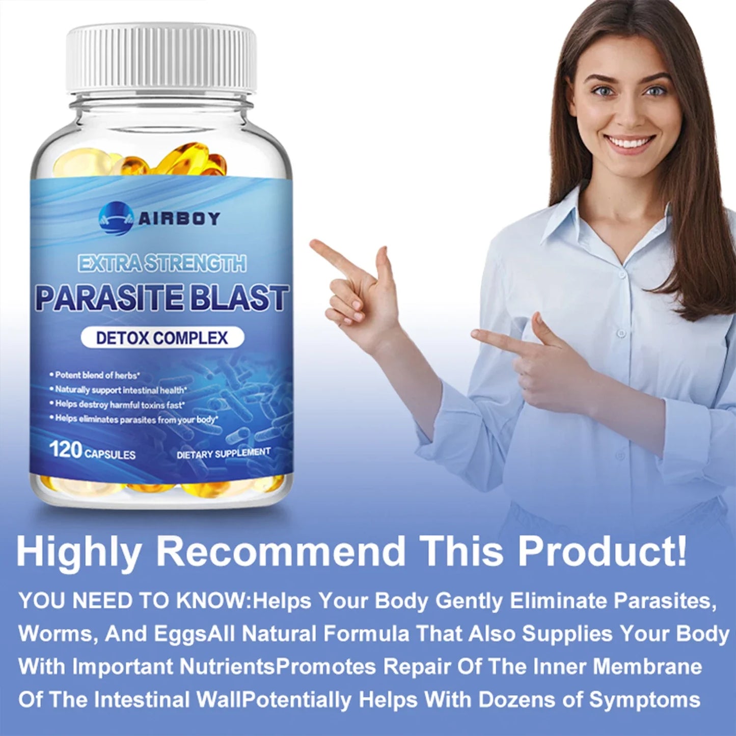 Parasite Blast - with Cranberry, Garlic Extract, Black Walnut Hull, Wormwood, Premium Formula - 120 Capsules