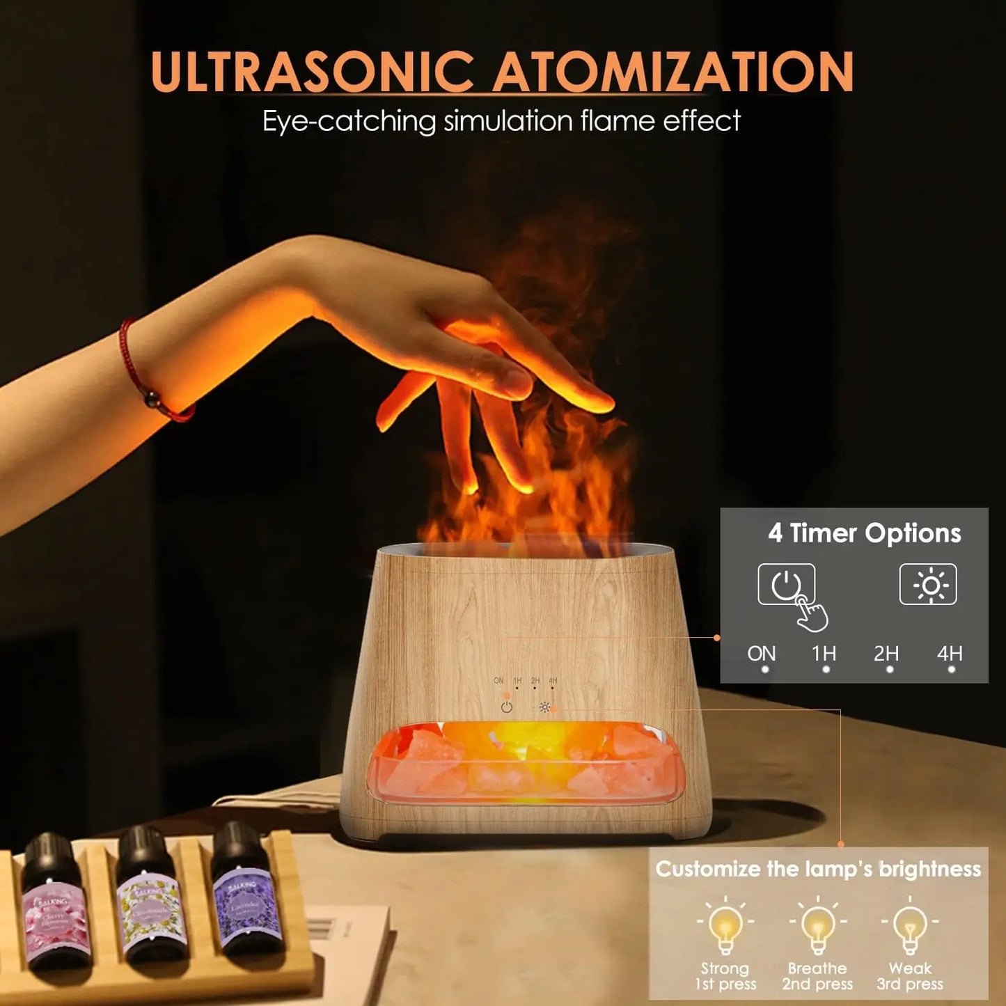 XMSJ 2-in-1 Essential Oil Diffuser Himalayan Salt Lamp Auto Off