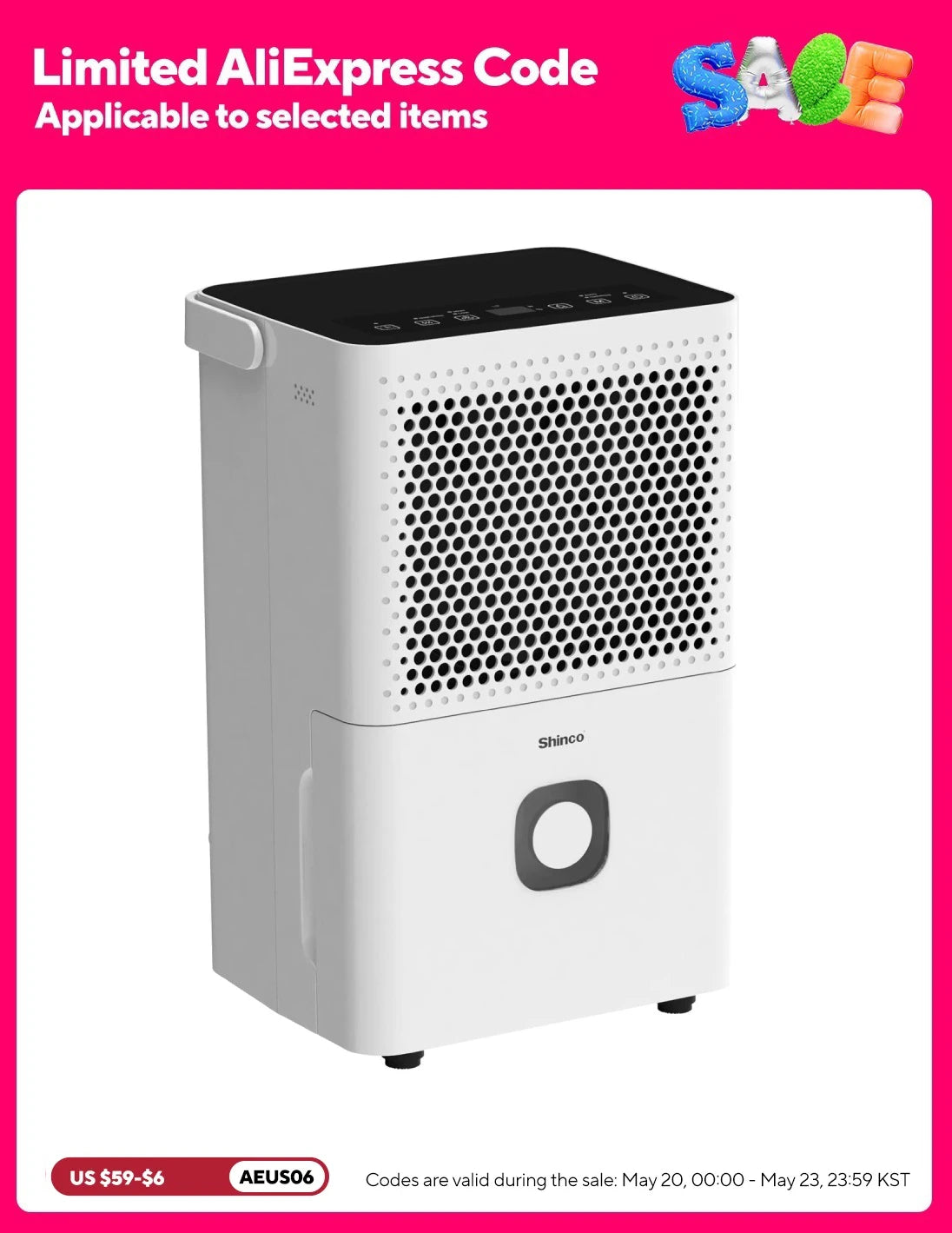 Shinco 30 Pint Basement Dehumidifier With Drain Hose