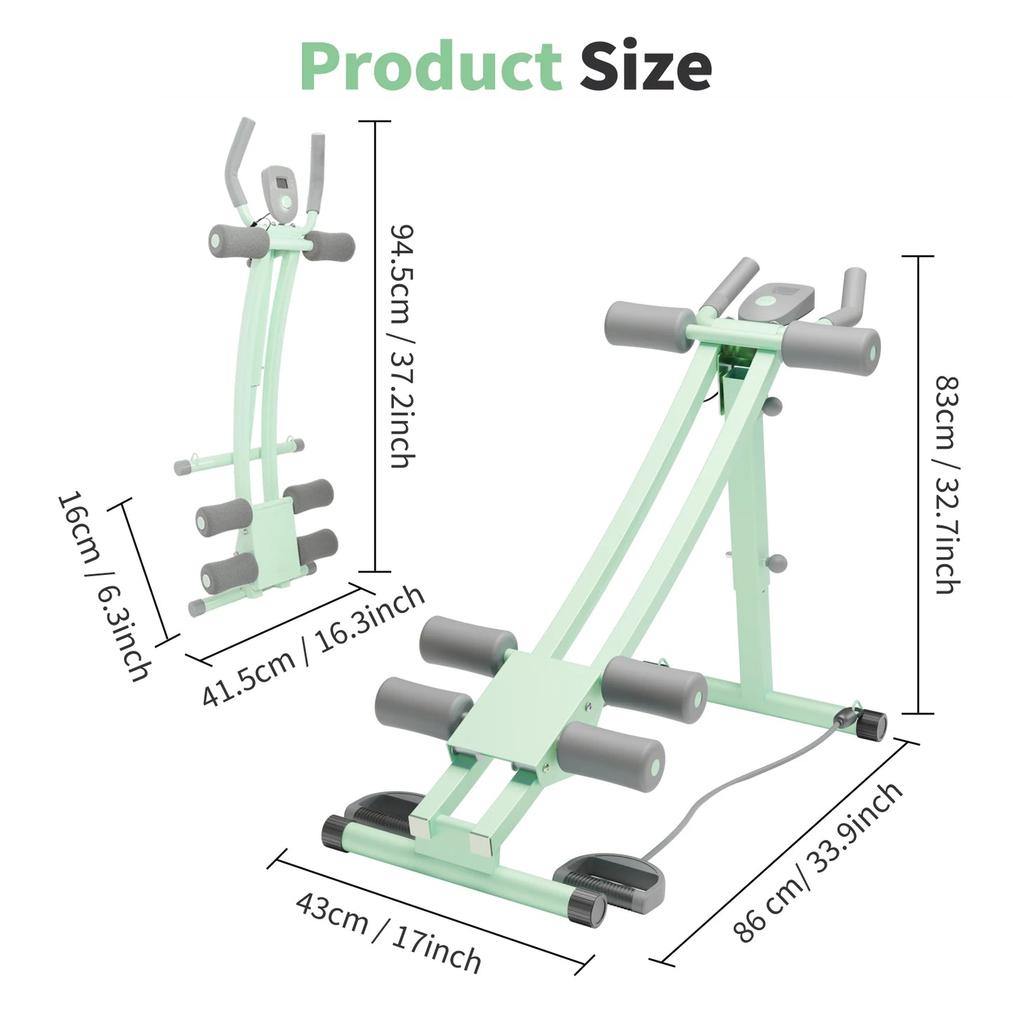 Foldable Abdominal Curling Exercise Machine With Dual Track Home Gym