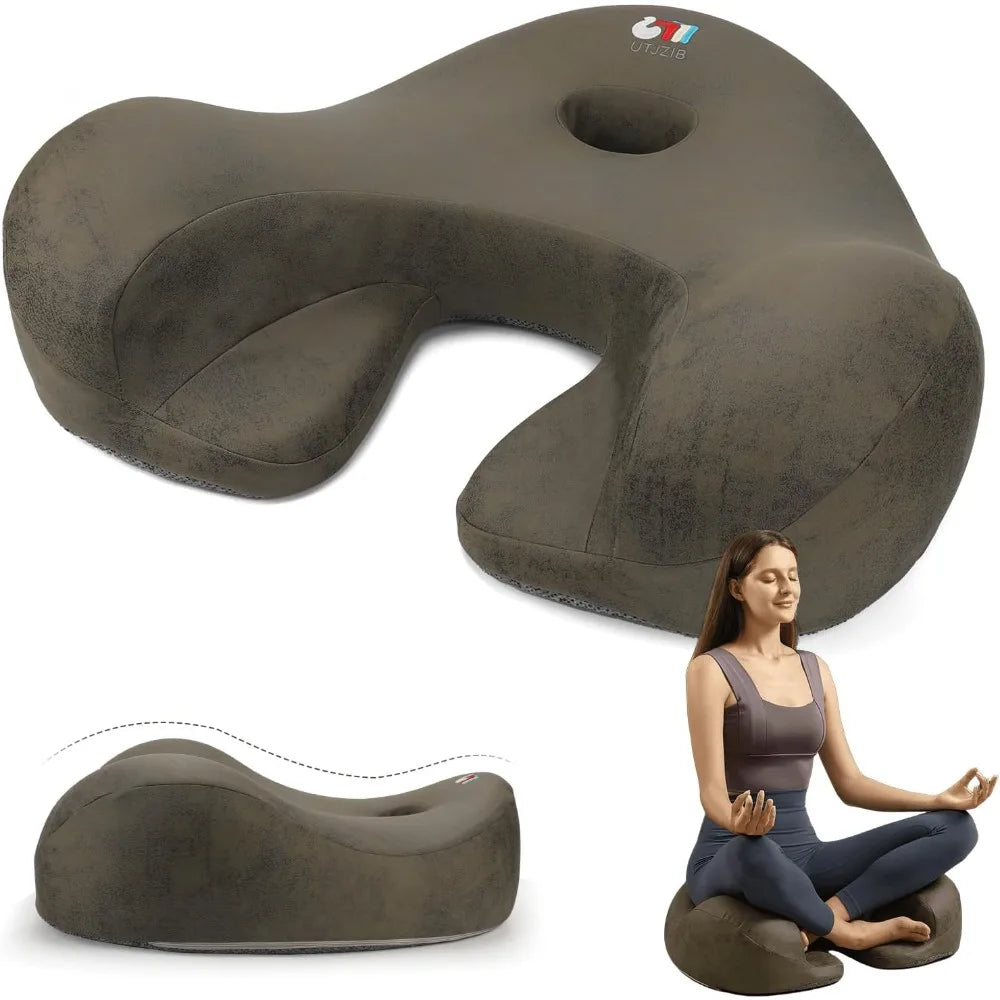 Ergonomic Memory Foam Meditation Cushion and Floor Pillow Set for Comfortable Seating, Alleviating Tailbone and Hip Discomfort D