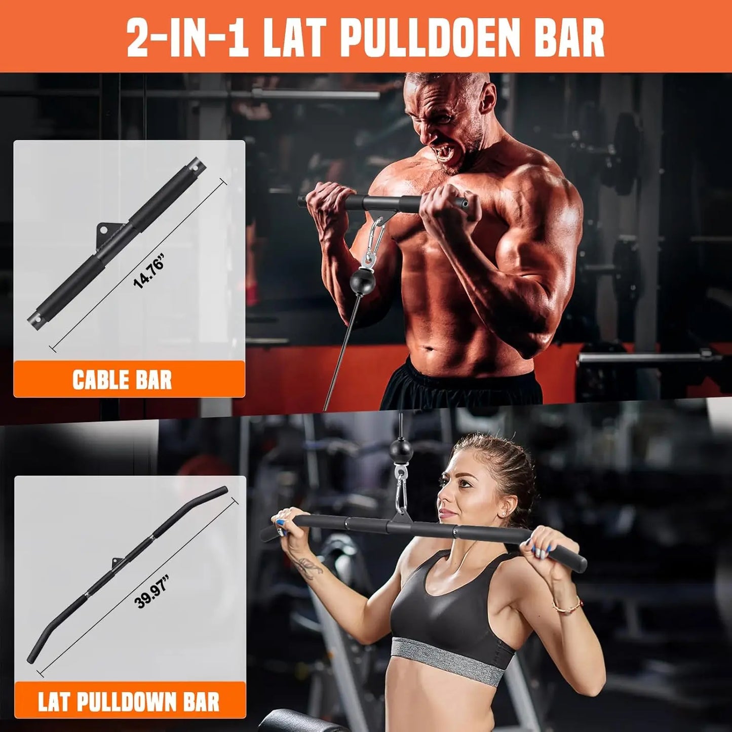 Cable Pulley System for Home Gym with 2-in-1 Lat Bar and Loading Pin, Ideal for Triceps, Biceps, Back Workouts