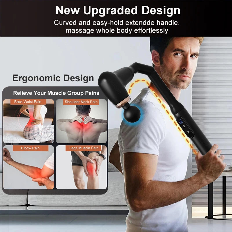 Fascia Massage Gun Electric Back Massager Professional Muscle Massage Machine High Frequency Body Massager With Extended Handle