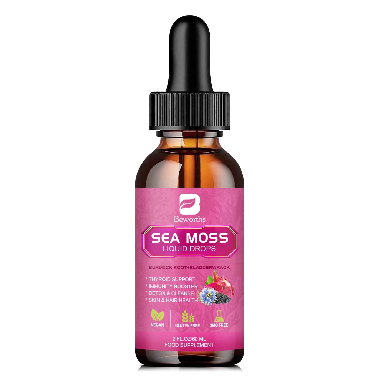 Beworths Seamoss Liquid Drops Black Seed Oil Burdock Root