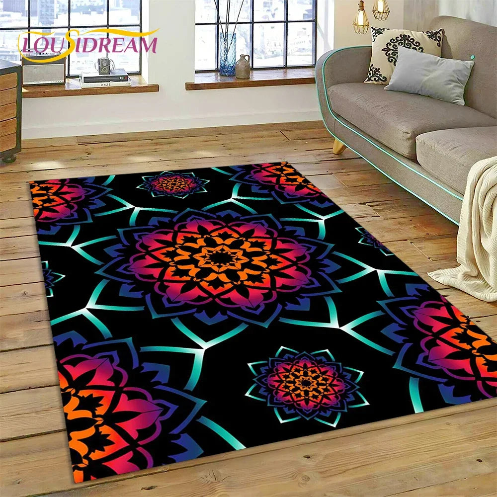 Meditation Mandala Bohemia Nature Spirit Yoga Carpet Rug for Home Living Room Bedroom Sofa Doormat Decor,Area Rug Non-slip Mat