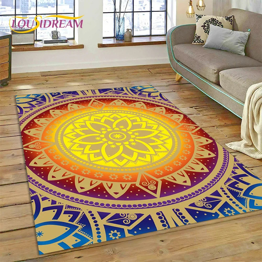 Meditation Mandala Bohemia Nature Spirit Yoga Carpet Rug for Home Living Room Bedroom Sofa Doormat Decor,Area Rug Non-slip Mat