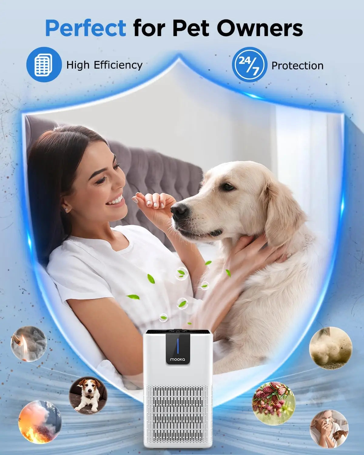 Room Air Purifier For Pets With HEPA Filter Quiet Sleep Mode Aromatherapy