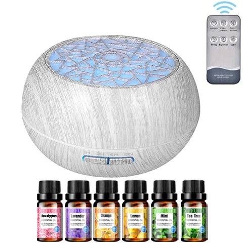 Oeny Wood Grain Ultrasonic Diffuser With Remote 7 LED Lights
