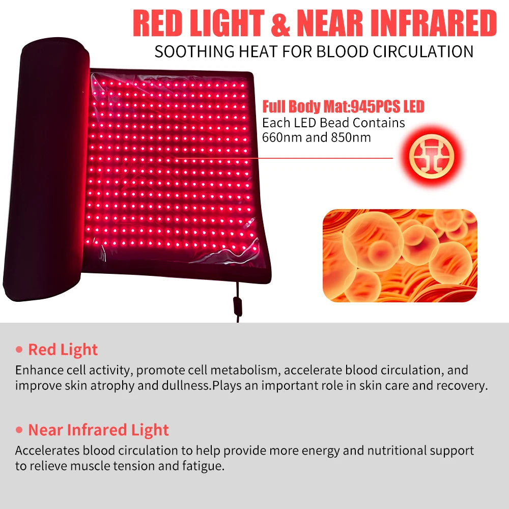 Red Light Full Body Mat With 660nm 850nm LED Therapy