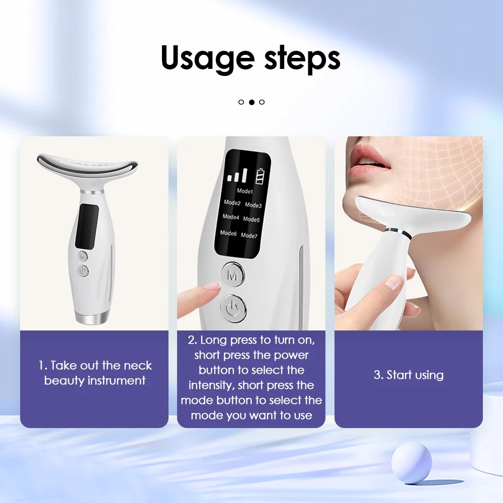 LED Photon Therapy Neck And Face Lifting Massager Device
