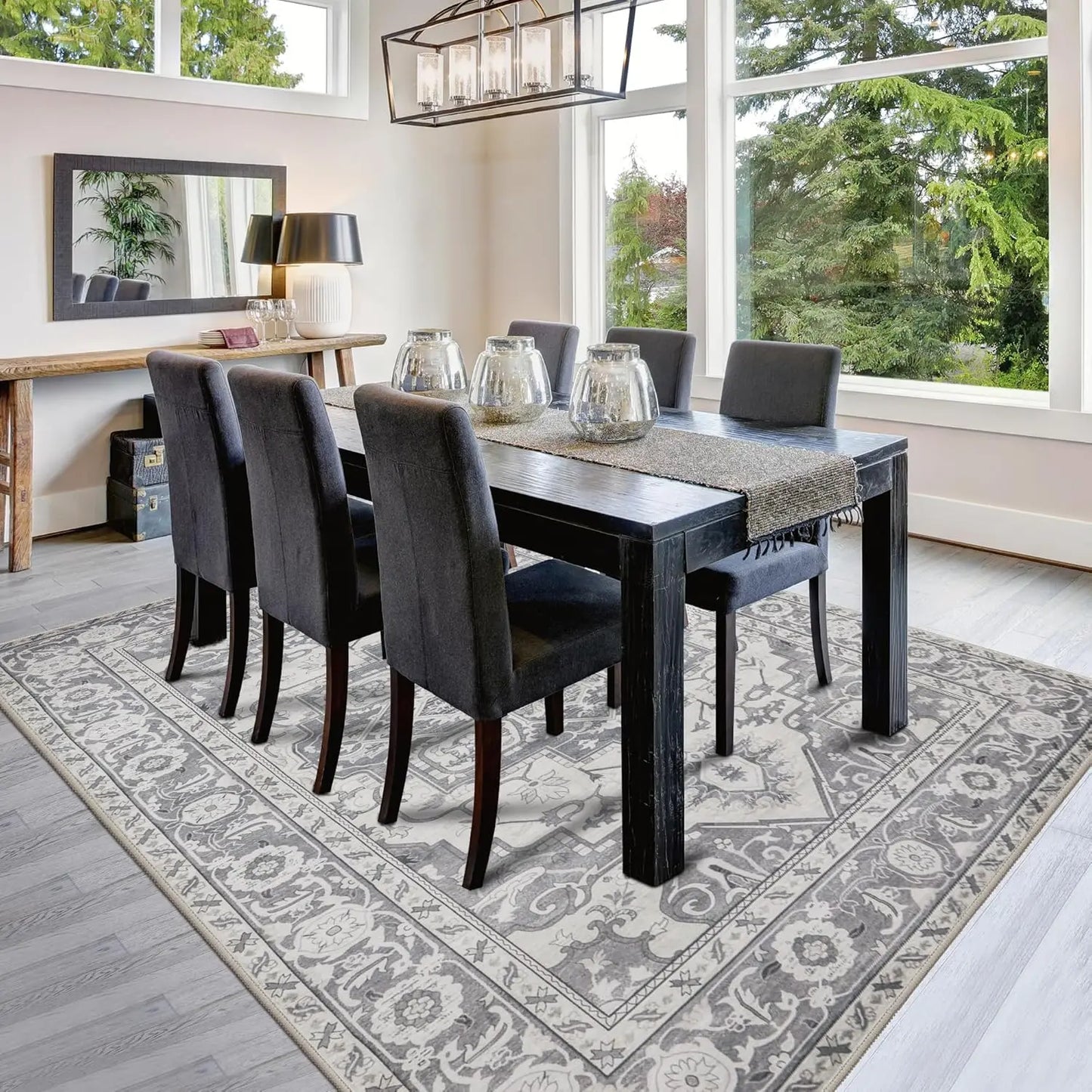 Washable Wool Rug With Non Skid Backing For Living Room