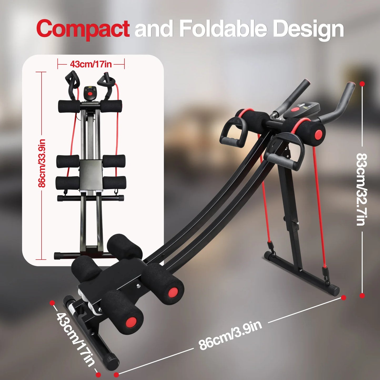 Foldable Ab Machine With LCD Display For Home Gym Workout