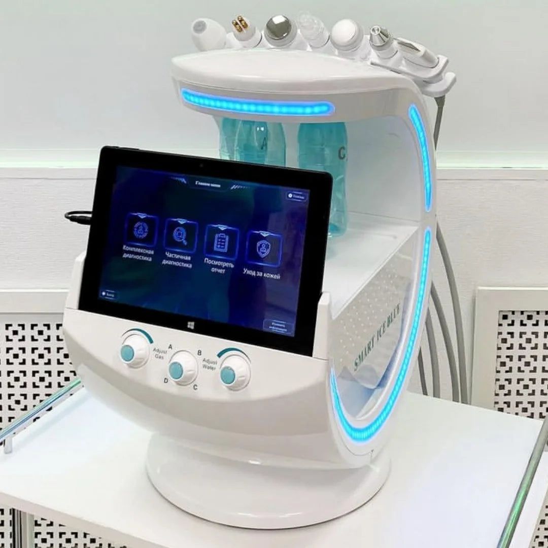 New 7 In 1 Smart Ice Blue Hydra oxyge Dermabrasion Facial Mahcine Skin Cleaning Skin Analyzer Dermabrasion Facial Aquafacial