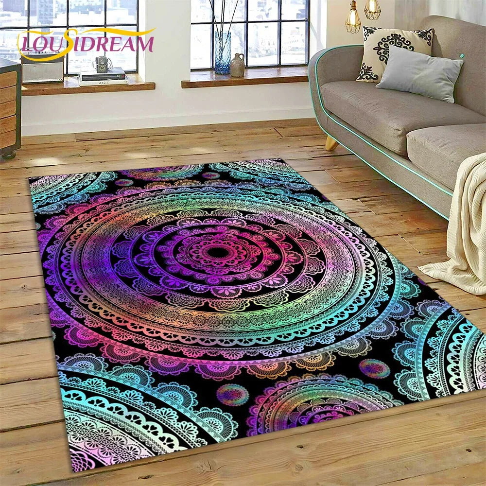 Meditation Mandala Bohemia Nature Spirit Yoga Carpet Rug for Home Living Room Bedroom Sofa Doormat Decor,Area Rug Non-slip Mat