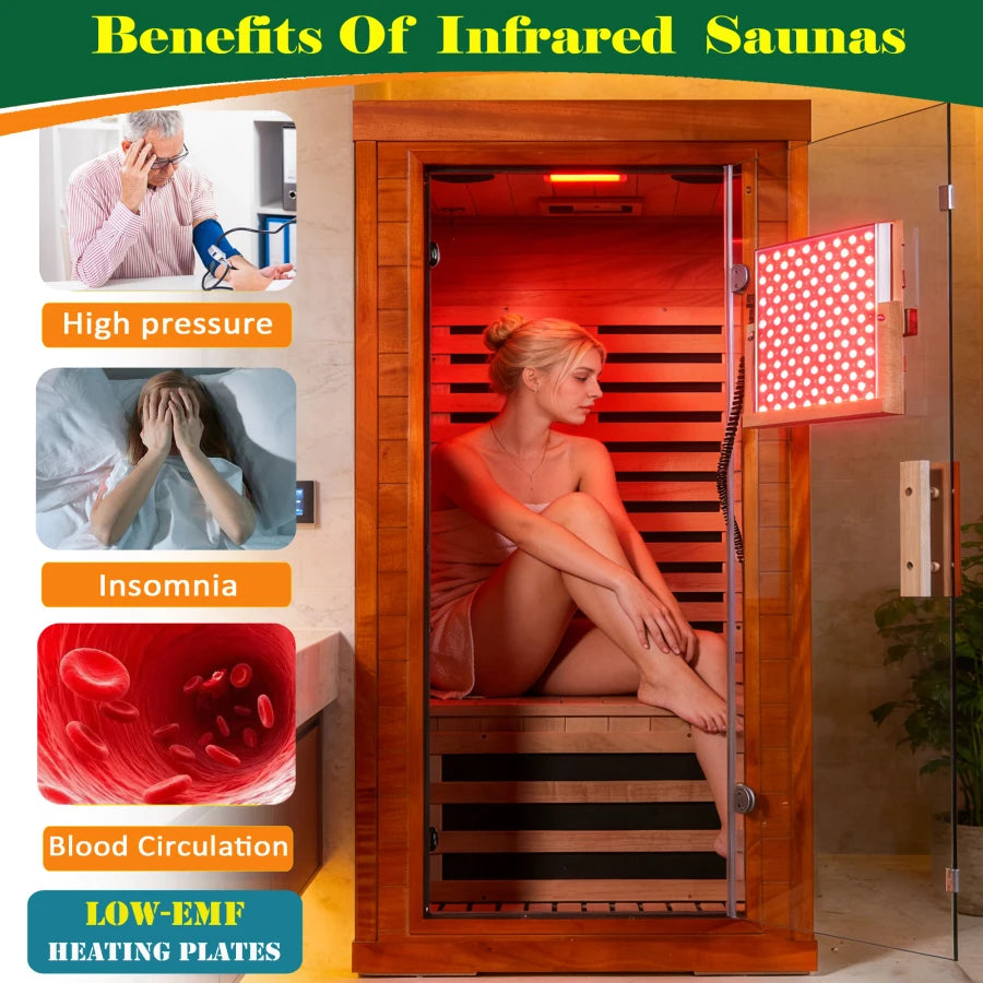 Far Infrared Sauna Front Door With Low EMF Light Therapy