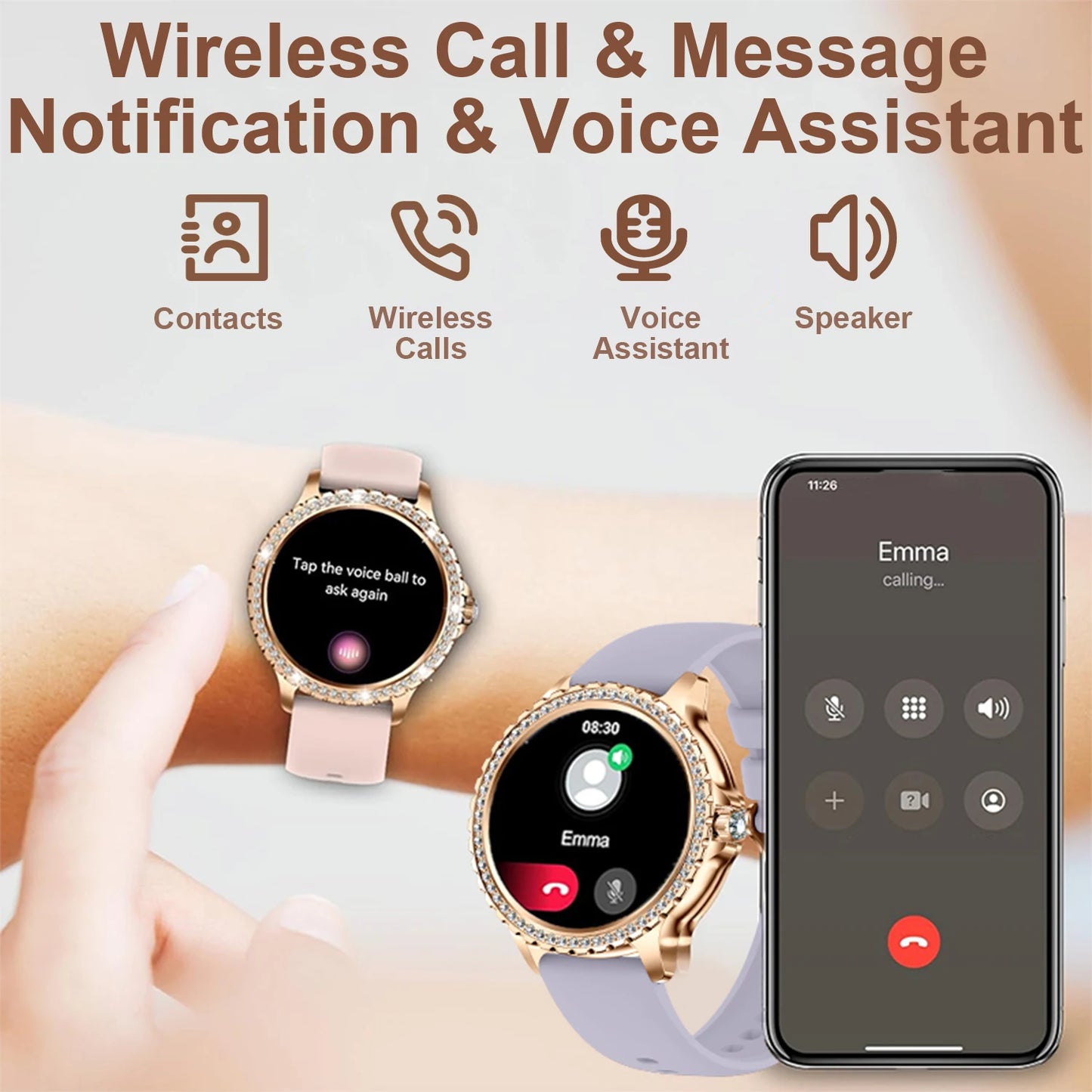 INNOFOVO Women's Smartwatch Touchscreen Fitness Tracker Wireless Calls