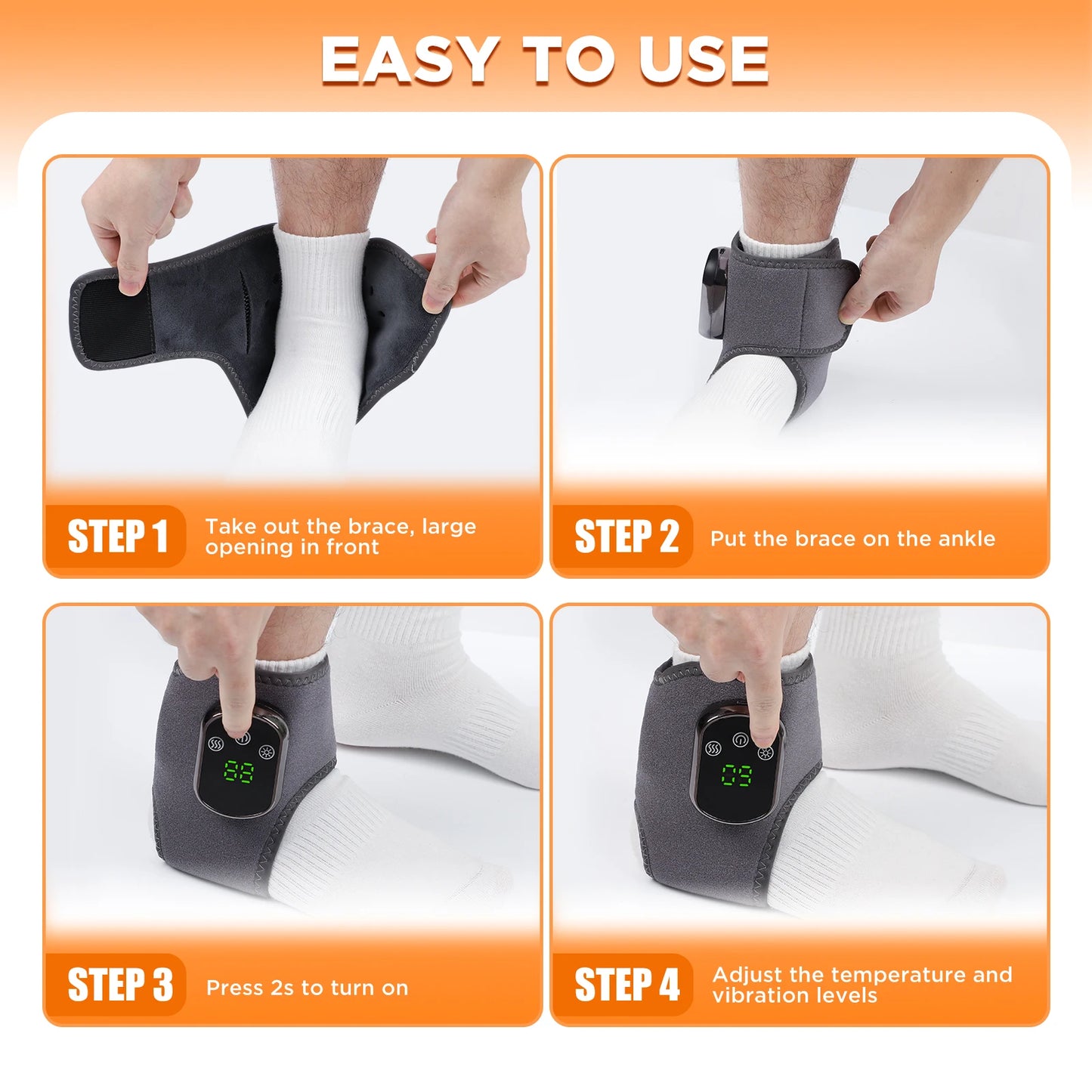 PASTSKY Electric Foot Massager Ankle Vibration Heat