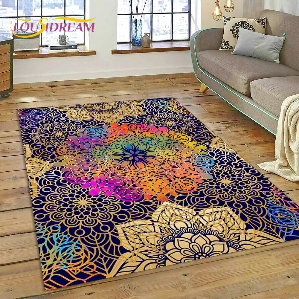 Meditation Mandala Bohemia Nature Spirit Yoga Carpet Rug for Home Living Room Bedroom Sofa Doormat Decor,Area Rug Non-slip Mat