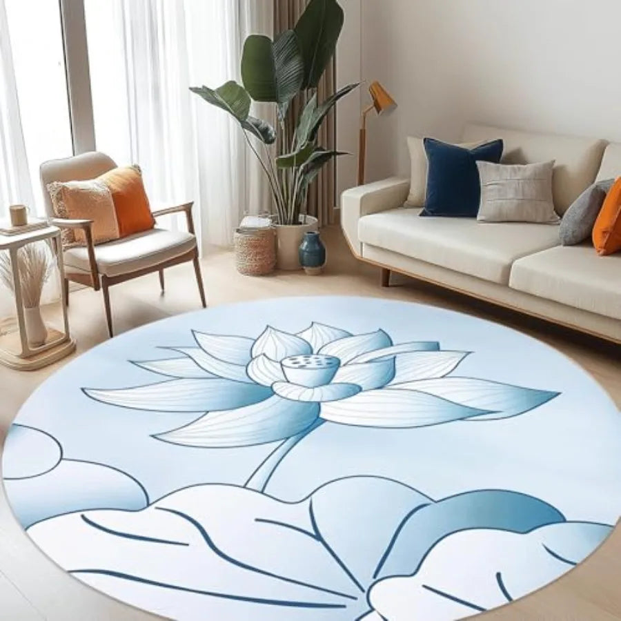 Round Meditation Yoga Mat with Large Lotus Design for Home and Outdoor Use NonSlip Natural Rubber Surface Ideal for Yoga Stretc