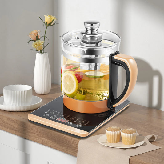 Bymaocar Multifunctional Glass Kettle With Filter And Digital Heating Base
