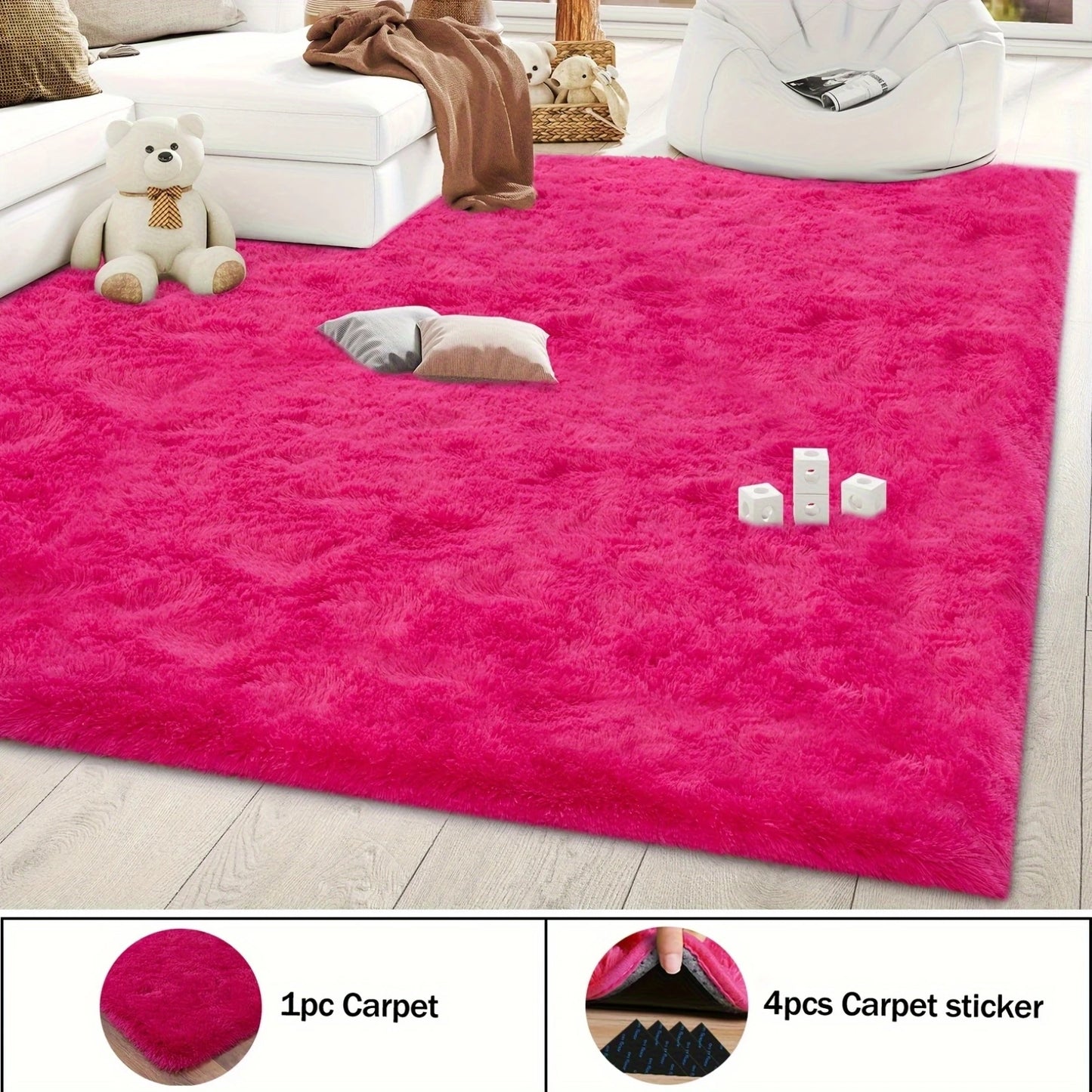 NONEDesign Soft Shag Rug Non-Slip For Living Room 4 Stickers