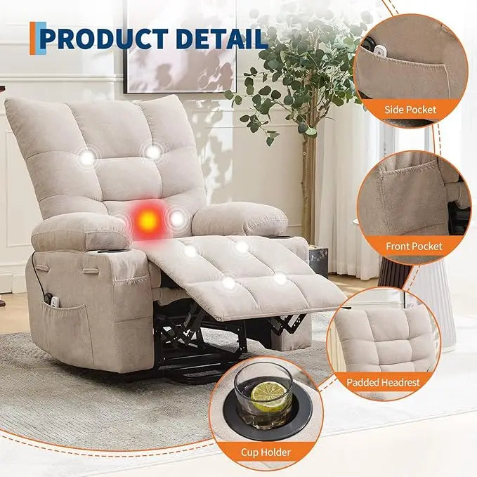 Power Lift Recliner Chair With 45 Degree Stand And Massage
