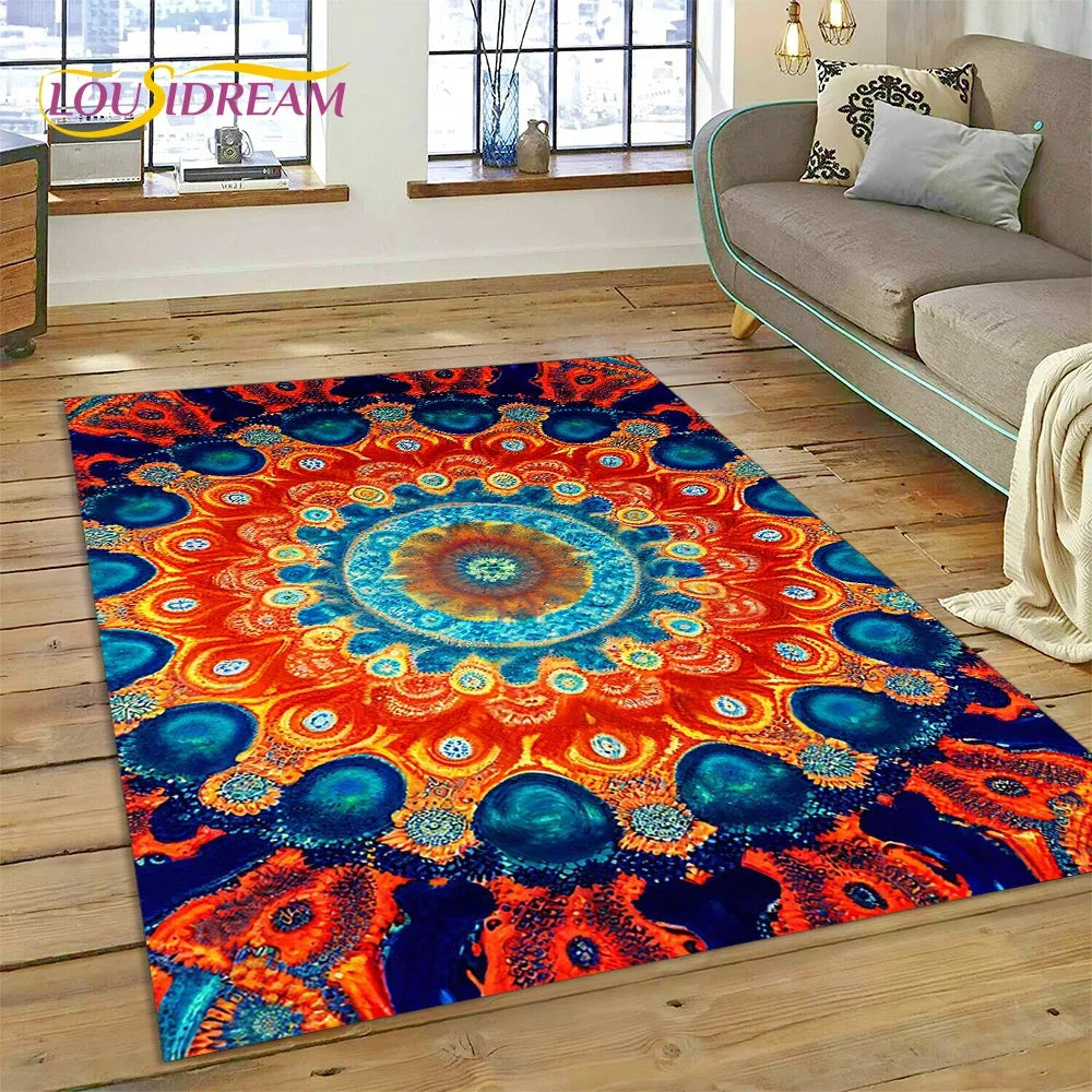 Meditation Mandala Bohemia Nature Spirit Yoga Carpet Rug for Home Living Room Bedroom Sofa Doormat Decor,Area Rug Non-slip Mat