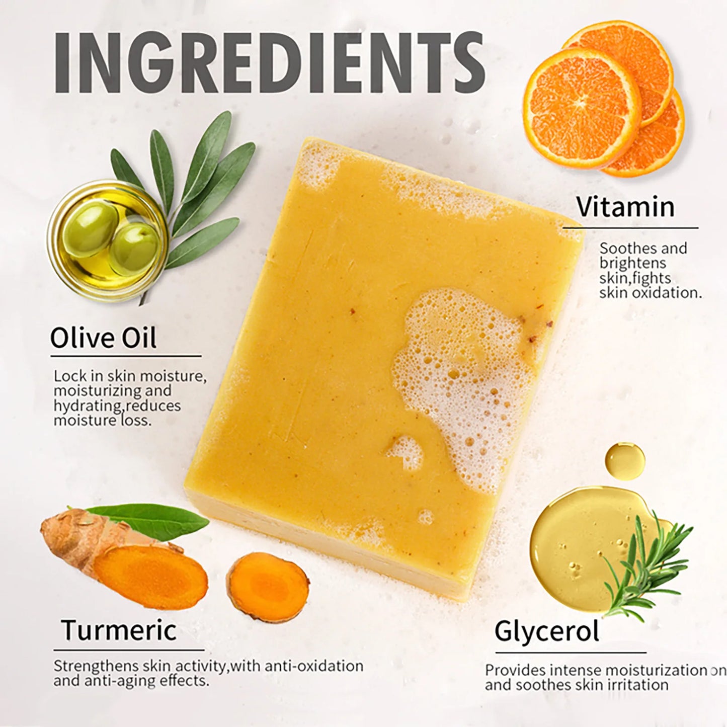 AILKE Turmeric Acne Bath Soap for Face and Body Brightening