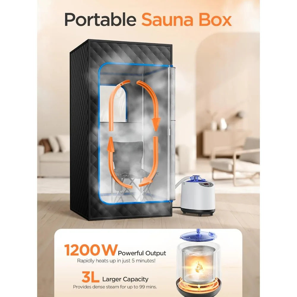 Portable Home Steam Sauna Tent With 1200W Heater 3L Capacity