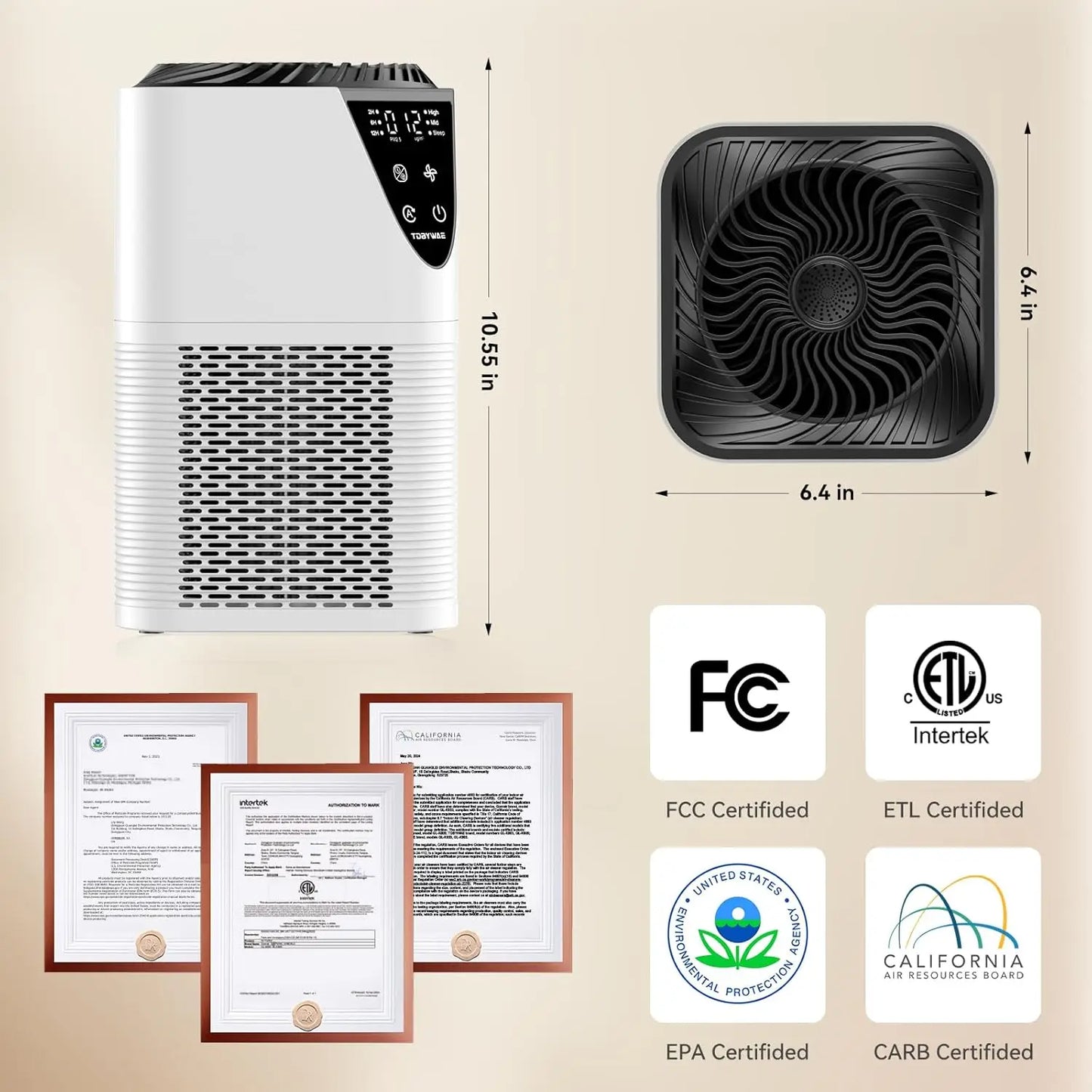 H13 True HEPA Air Purifier With Fragrance Diffuser For Home