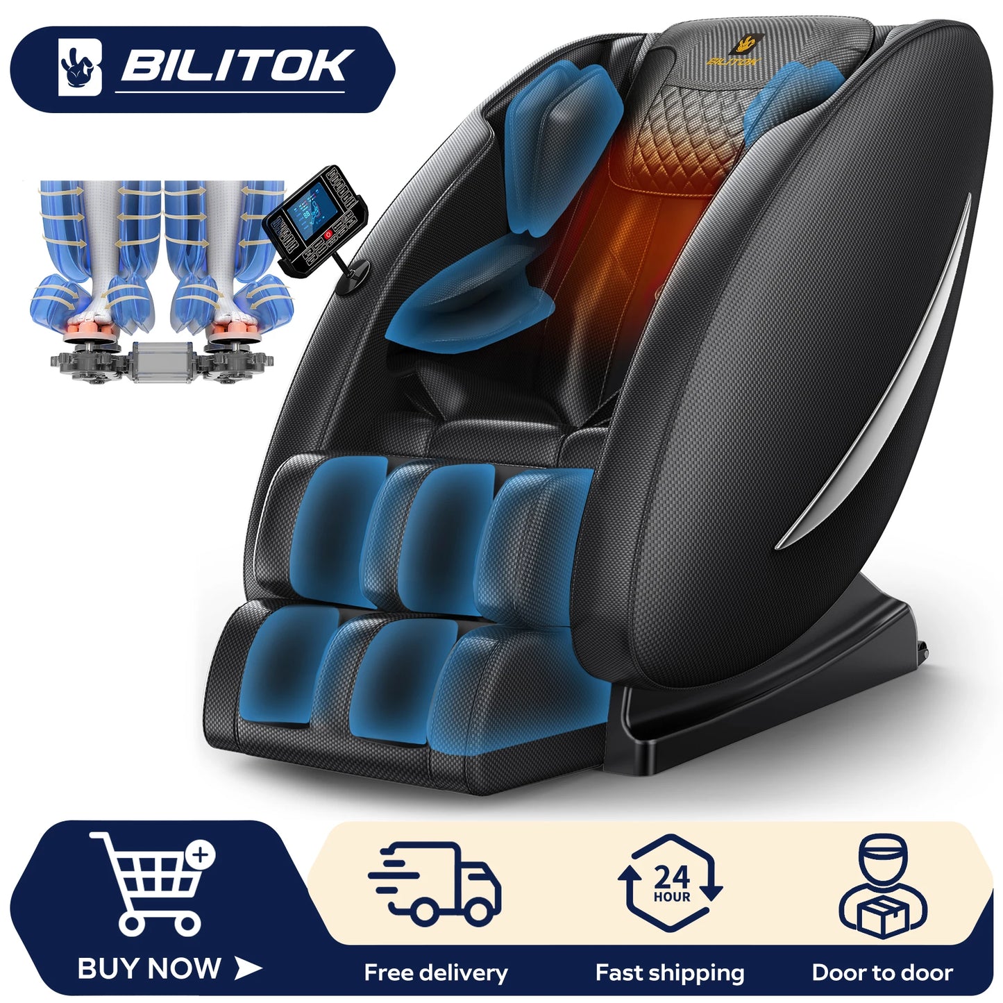 BILITOK Zero Gravity Massage Chair With Heating And Bluetooth Speaker