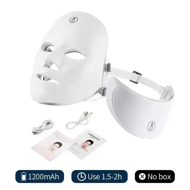 Foreverlily 7 Colors LED Facial Mask For Neck Tightening