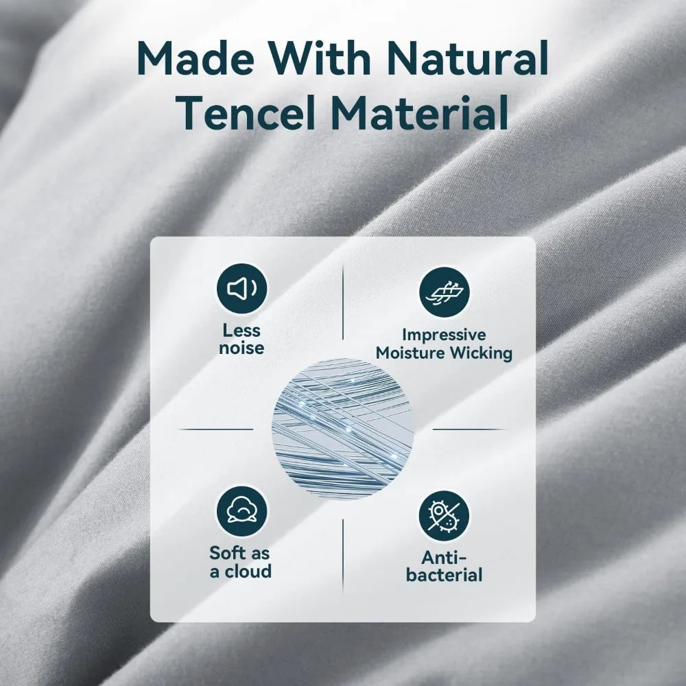 WarmKiss Luxurious Down Comforter Queen Size, Noiseless Skin-Friendly Tencel Cover, Lightweight All Season Duvet Insert with 8 C