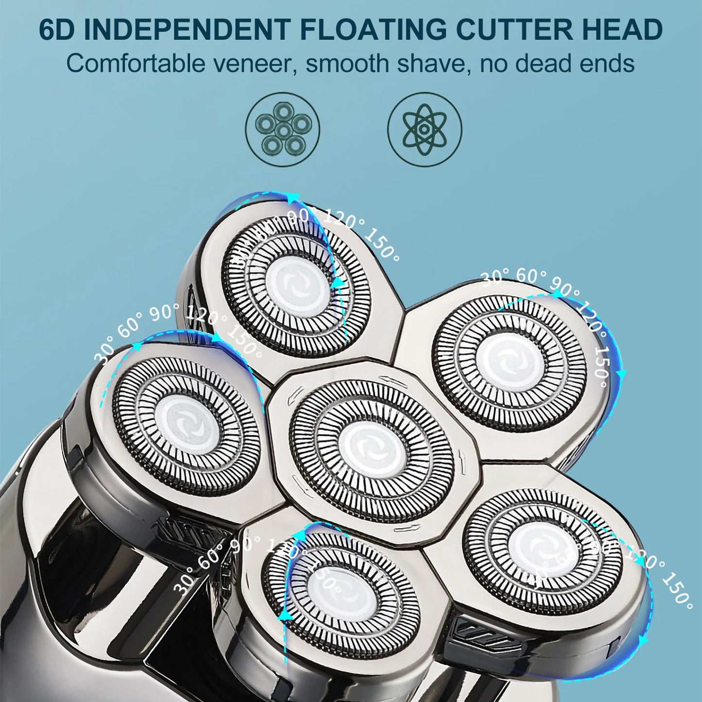 Solimpia 6 In 1 Rechargeable Electric Shaver With Floating Heads