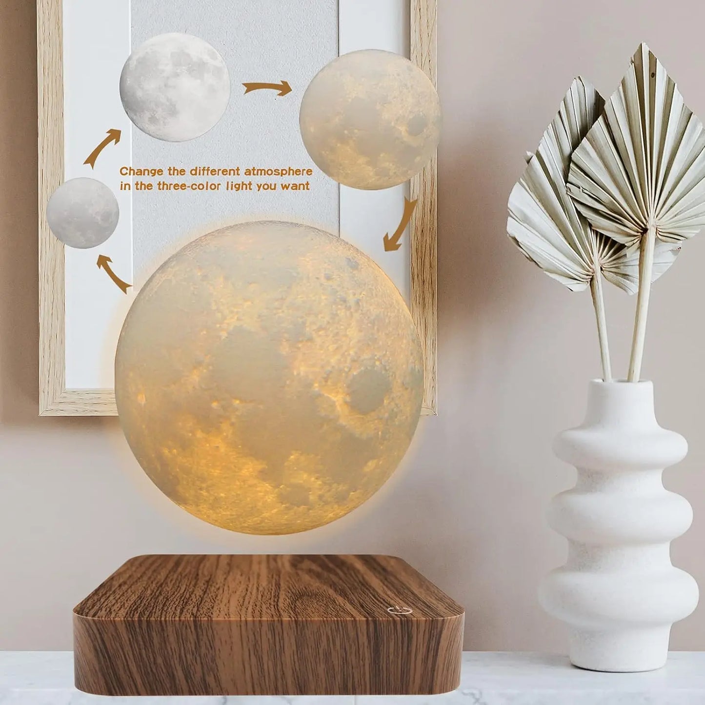 Mexllex Magnetic Floating Moon Lamp with Wooden Base