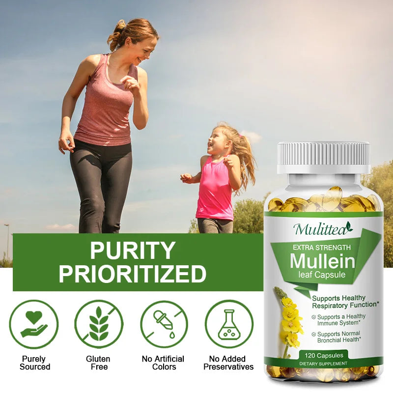 Mulittea Mullein Leaf Capsules Respiratory Support Supplement