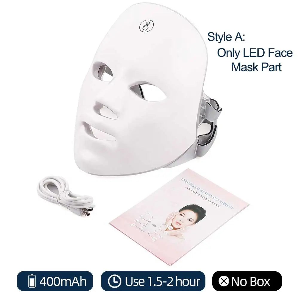 Foreverlily 7 Colors LED Facial Mask For Neck Tightening