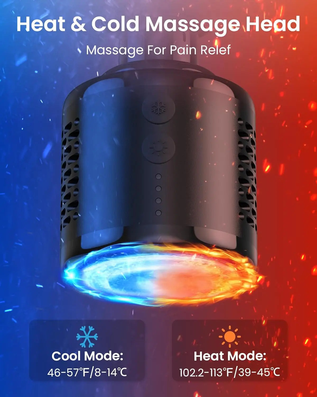 Heat Cold Massage Gun Retractable Handle 32 Speeds Foldable