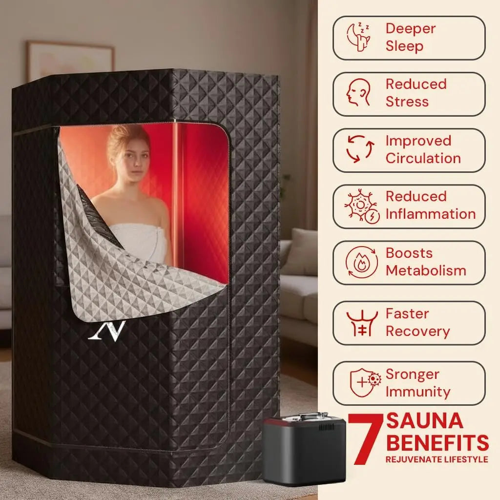 Portable Home Steam Sauna with Red Light Therapy for Relaxation and Wellness