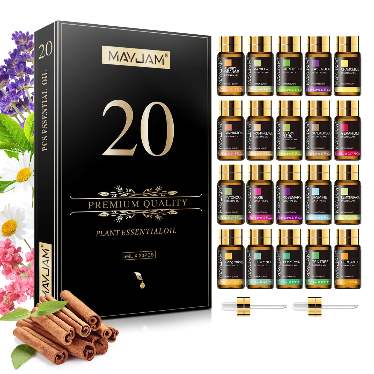 MAYJAM Aromatherapy Essential Oils Kit 20Pcs 35Pcs Lavender Jasmine Eucalyptus