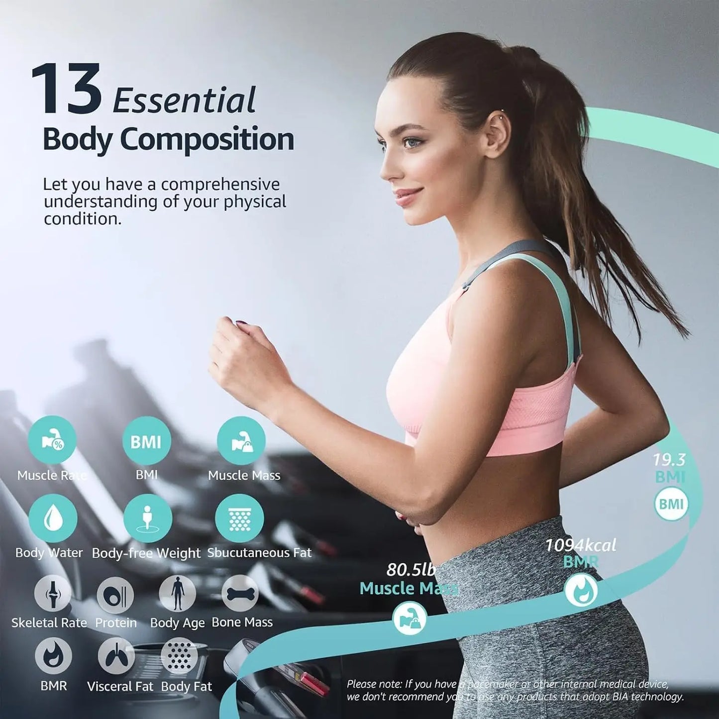 Digital Bathroom Smart Scale With Body Composition Analyzer And App Sync