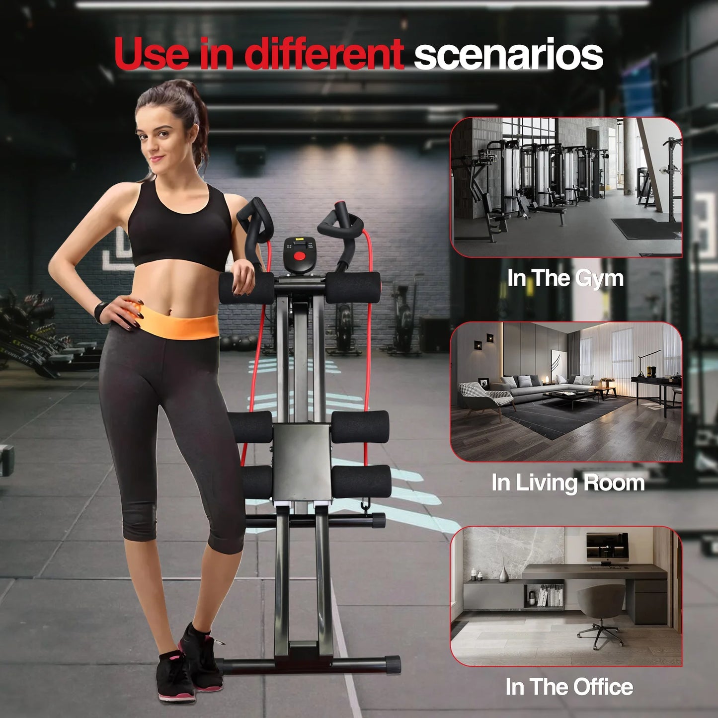 Foldable Ab Machine With LCD Display For Home Gym Workout