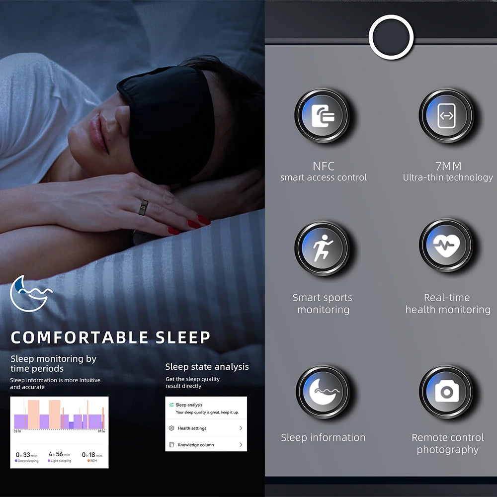 JingTider R20 Ceramic Smart Ring NFC Access Control Heart Rate