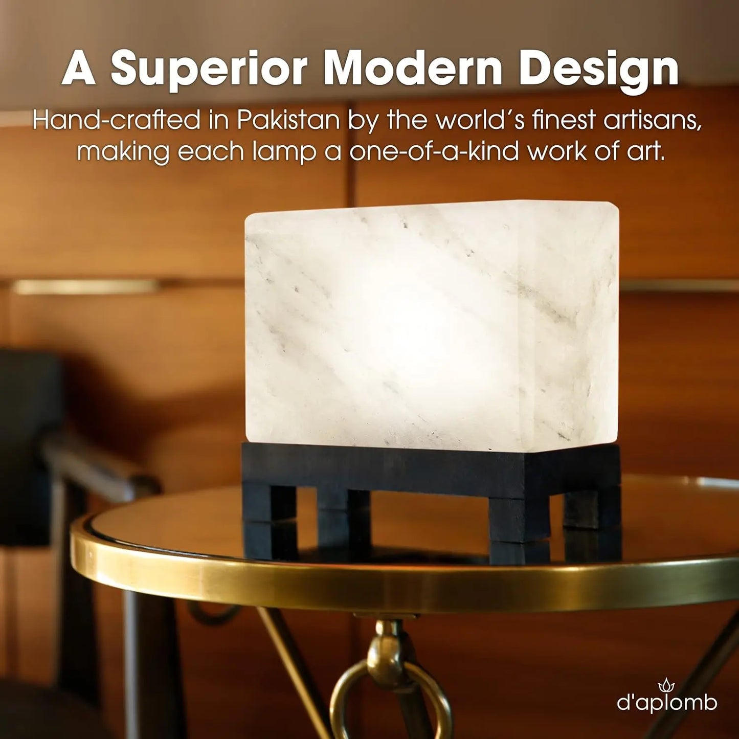 Authentic Himalayan Salt Lamp With Wood Base Dimmer